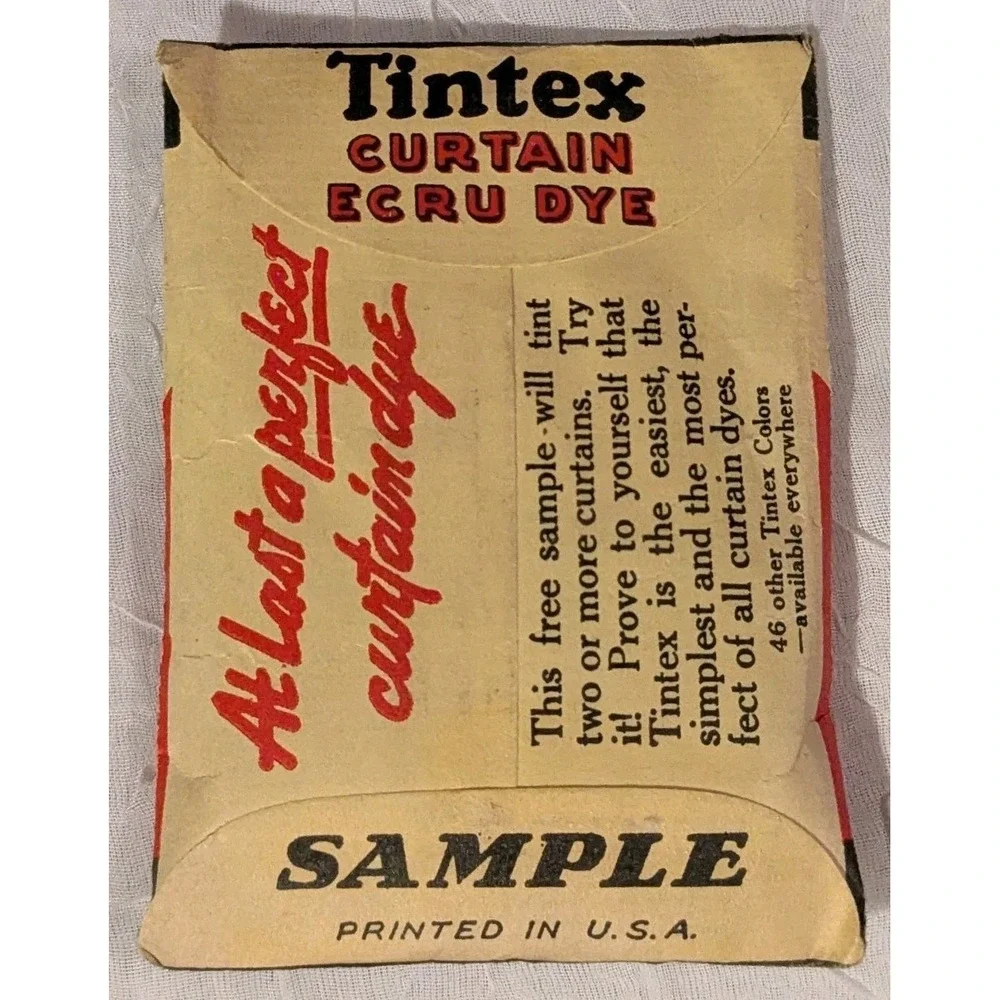 Vtg Tintex Ecru Curtain Dye Sample Envelope Park & Tilford 1950s Ephemera USA
